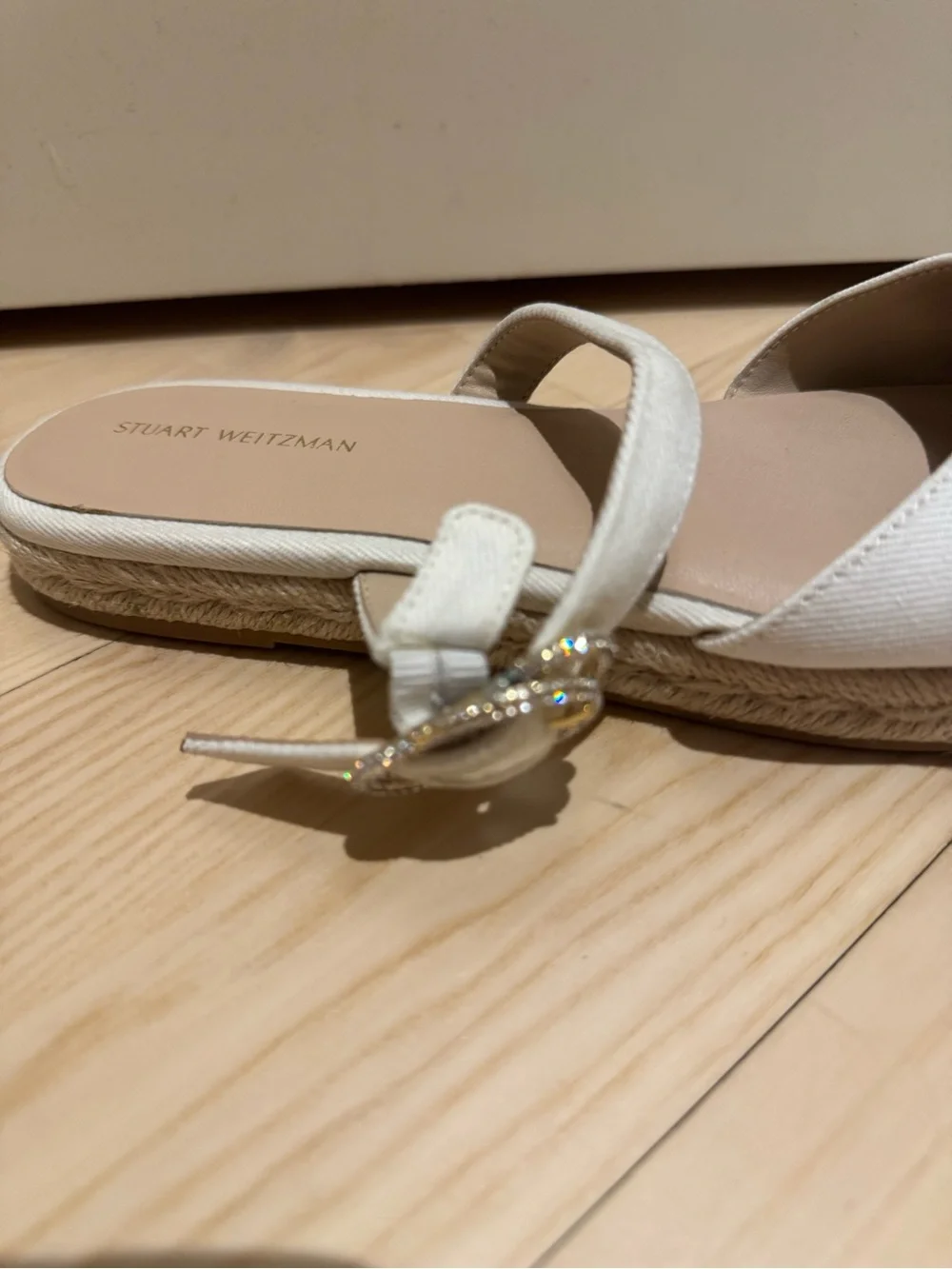 Stuart Weitzman Women’s White Espadrille Slingback Mules 7